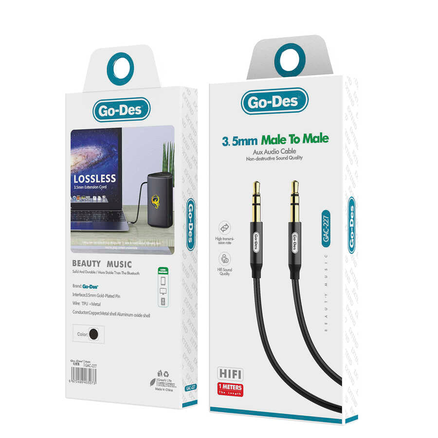 Go Des GAC-227 Aux Audio Kablo Siyah
