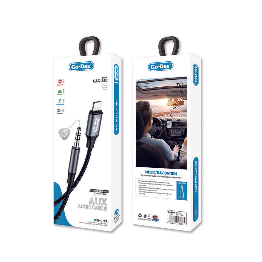 Go Des GAC-260 Lightning Aux Ses Kablosu 1 metre Siyah