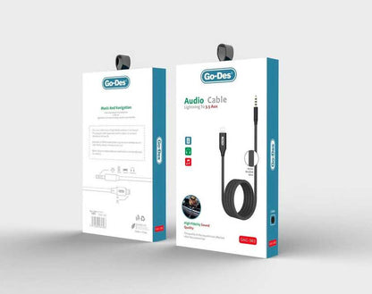 Go Des GAC-363 Lightning To 3.5mm Aux Kablo Siyah