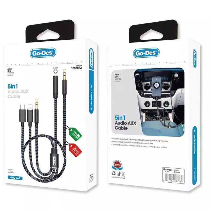 Go Des GAC-368 5 in 1 Aux Audio Kablo Siyah