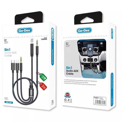 Go Des GAC-368 5 in 1 Aux Audio Kablo Siyah