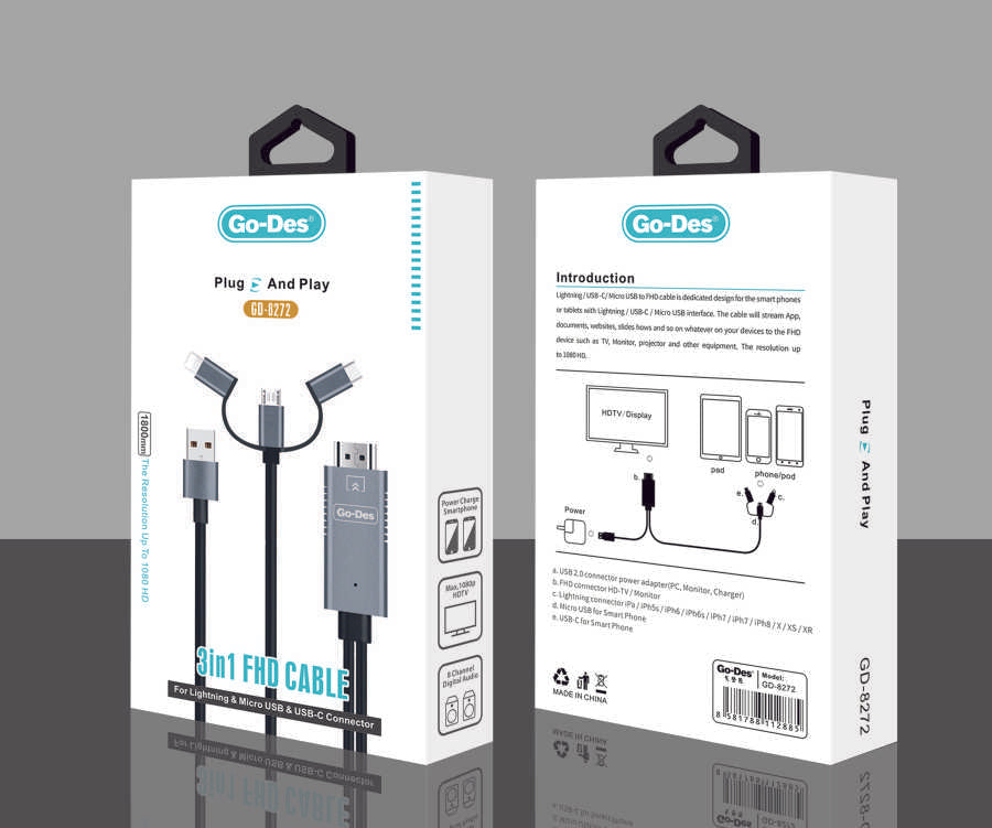 Go Des GD-8272 3 in 1 FHD Kablo Siyah