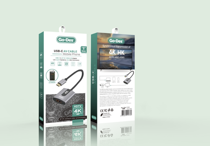 Go Des GD-8279 Usb-C Av Kablo Siyah