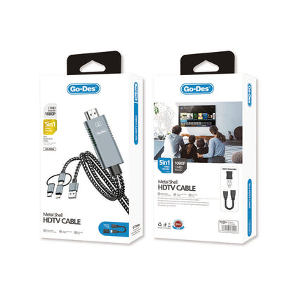 Go Des GD-8296 5 in 1 1080P HD HDMI Kablo Gri