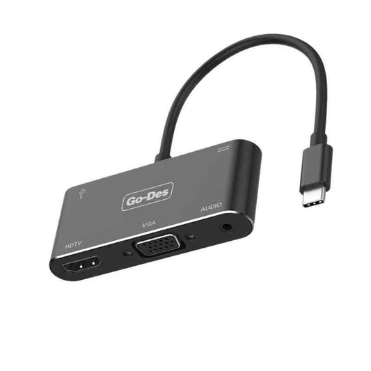 Go Des GD-8761 Usb-C To HDTV-VGA Adaptör Siyah