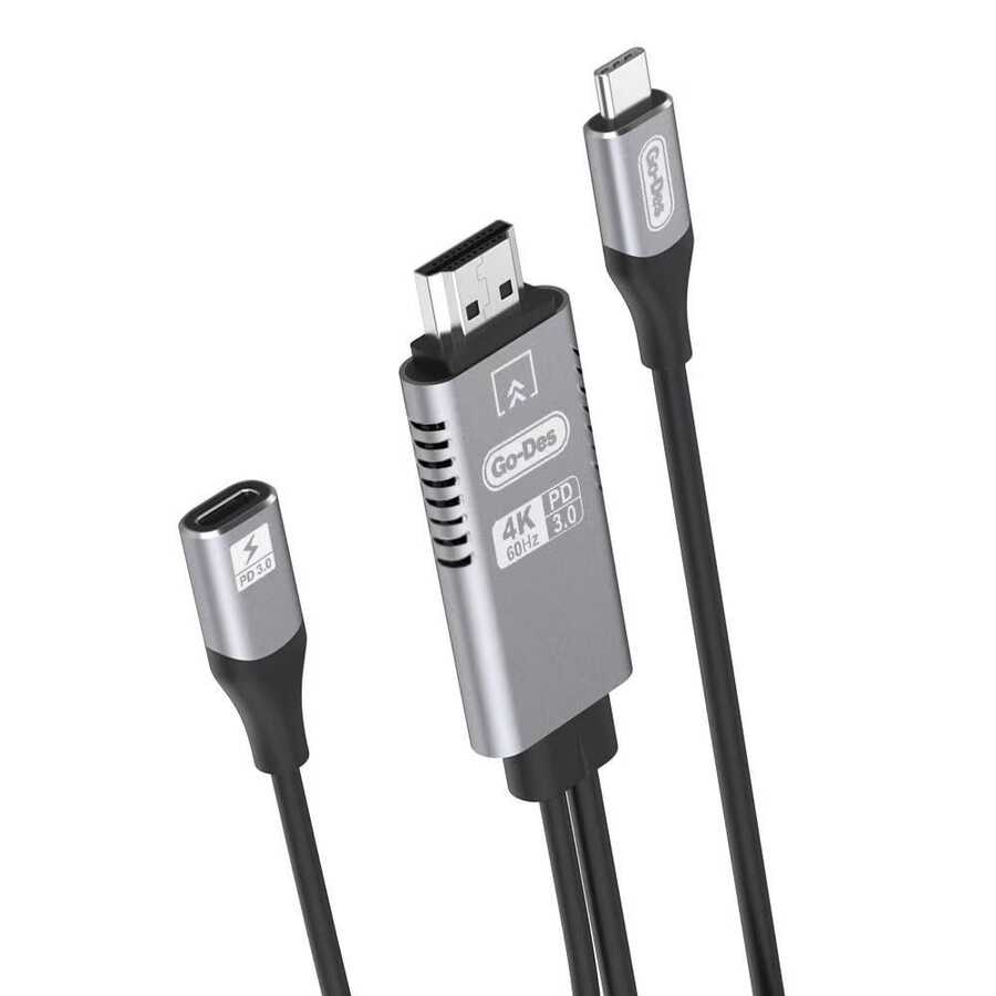 Go Des GD-8770 Type-C To HDMI Kablo Siyah