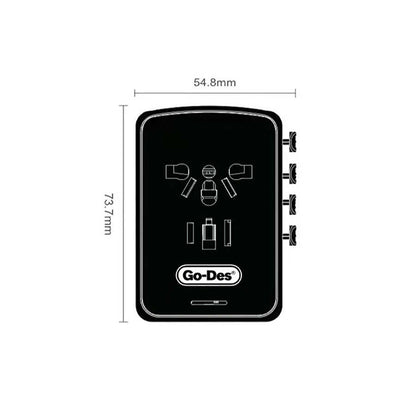 Go Des GD-B616 Çoklu Universal TR/US/UK/AUS/EU Uyumlu Şarj Adaptörü Max 35W Siyah