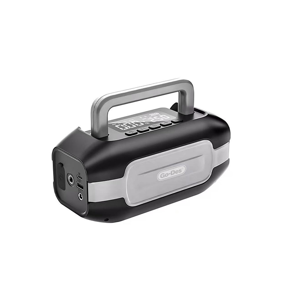 Go-Des GD-B636 LED Işıklı Araç Akü Acil Durum Takviye Güç Kaynağı ve Hava Kompresörü 10000mAh Siyah