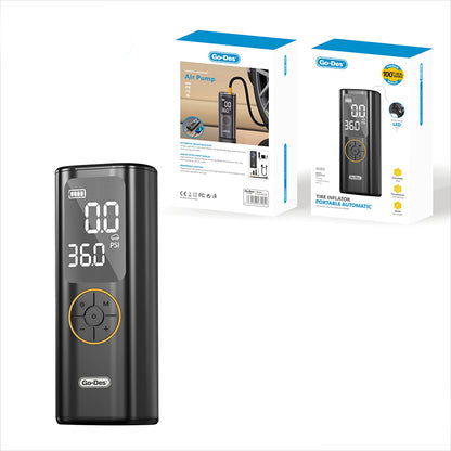 Go Des GD-B638 LED Işıklı Araç Hava Kompresörü ve Powerbank 12V Siyah