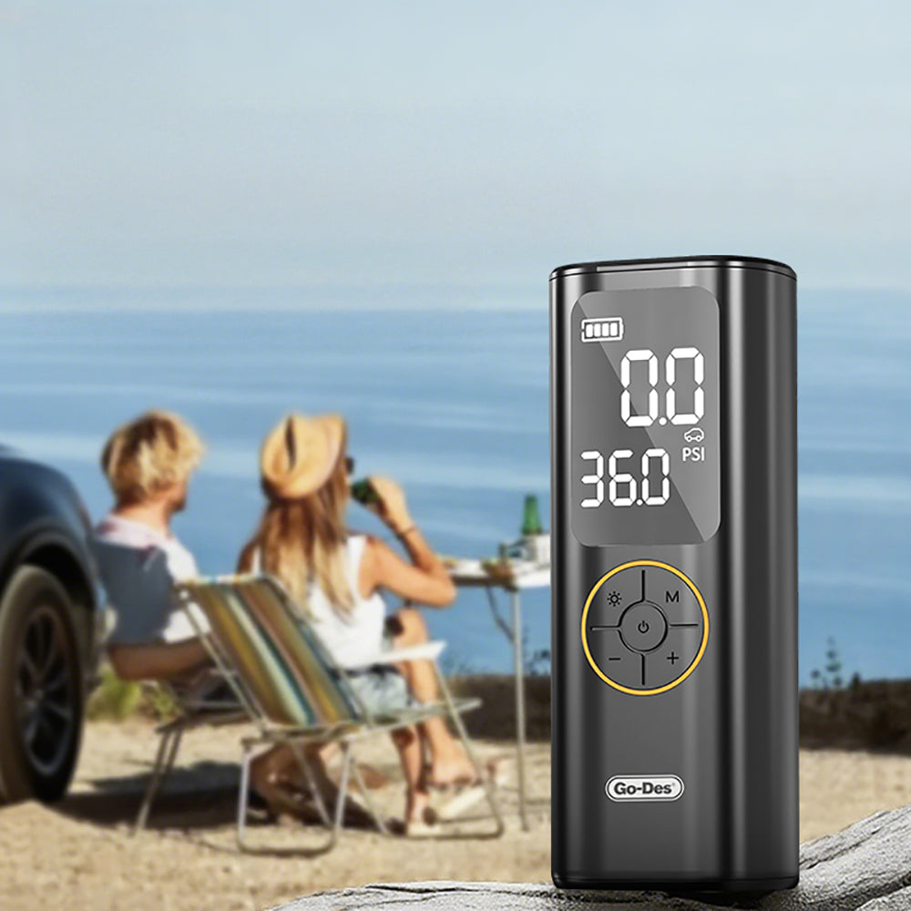 Go Des GD-B638 LED Işıklı Araç Hava Kompresörü ve Powerbank 12V Siyah