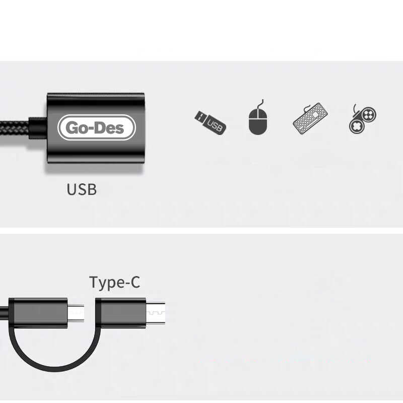 Go Des GD-CT033 2 in 1 Micro - Type-C Otg Gri