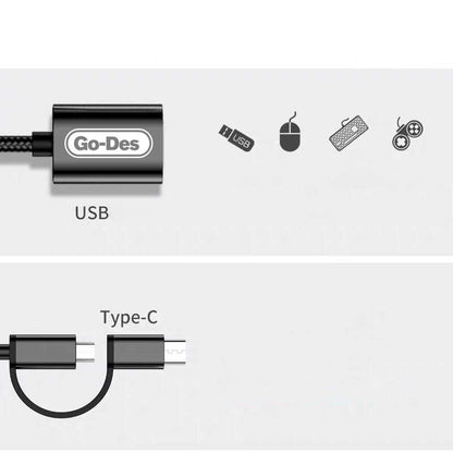 Go Des GD-CT033 2 in 1 Micro - Type-C Otg Gri