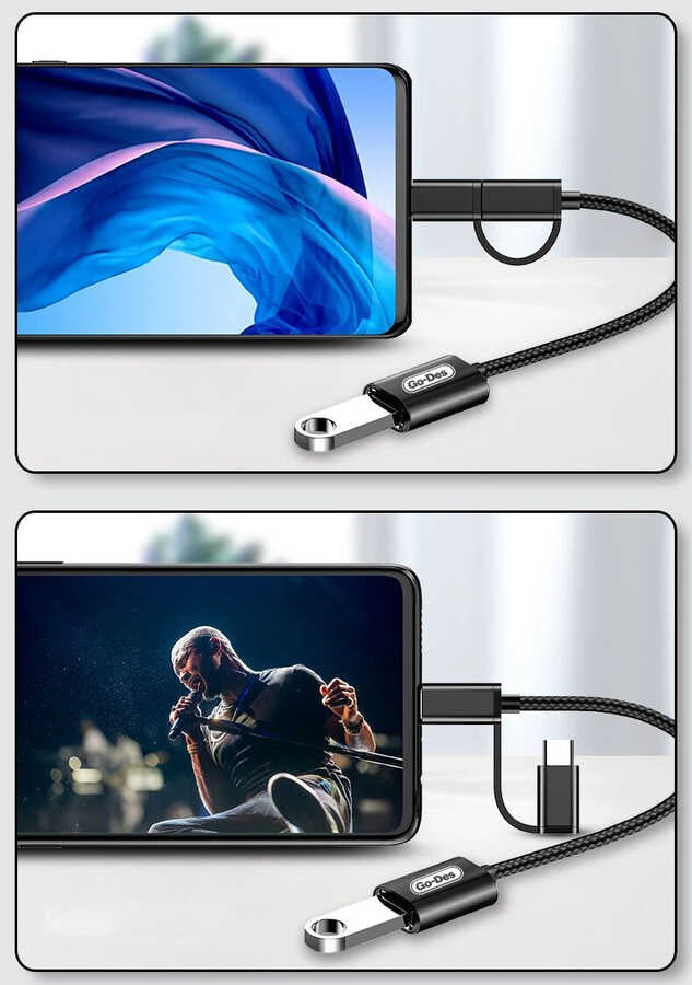 Go Des GD-CT033 2 in 1 Micro - Type-C Otg Gri