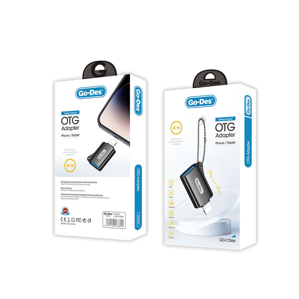 Go Des GD-CT066 USB-A to Lightning OTG Adaptör Siyah