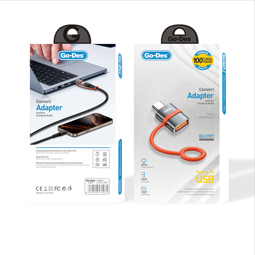 Go Des GD-CT071 Type-C to USB-A OTG Adaptör Gri