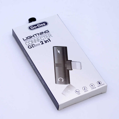 Go Des GD-CT013 2 in 1 Lightning Kulaklık ve Şarj Çevirici Connector Gri