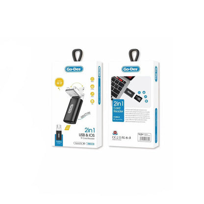 Go Des GD-CT190 TF to USB-A/Lightning 2in1 OTG Hafıza Kart Okuyucu Siyah