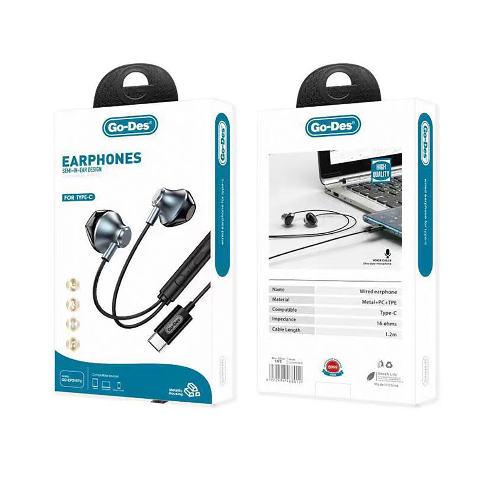 Go Des GD-EP216 Type-C Metal Kulaklık Siyah