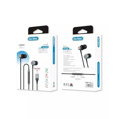 Go Des GD-EP313 Kulakiçi Kablolu Lightning Tak Çalıştır Stereo Kulaklık Siyah