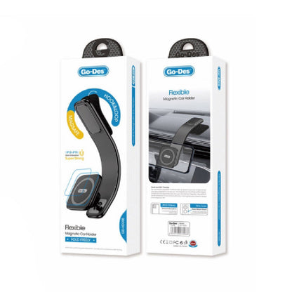 Go Des GD-HD208 Magnetik M-safe Uyumlu Bükülebilen Eğimli ve Düz Zemin Araç Telefon Tutacağı Siyah