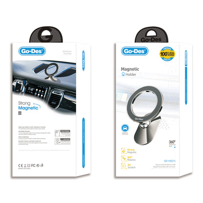 Go Des GD-HD215 Magnetik M-safe 360 Derece Dönebilen Oynar Başlıklı Araç İçi Telefon Tutucu Gri