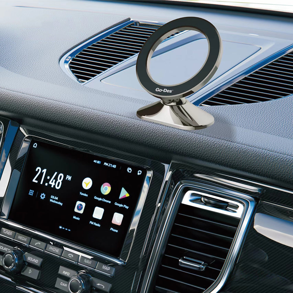 Go Des GD-HD215 Magnetik M-safe 360 Derece Dönebilen Oynar Başlıklı Araç İçi Telefon Tutucu Gri