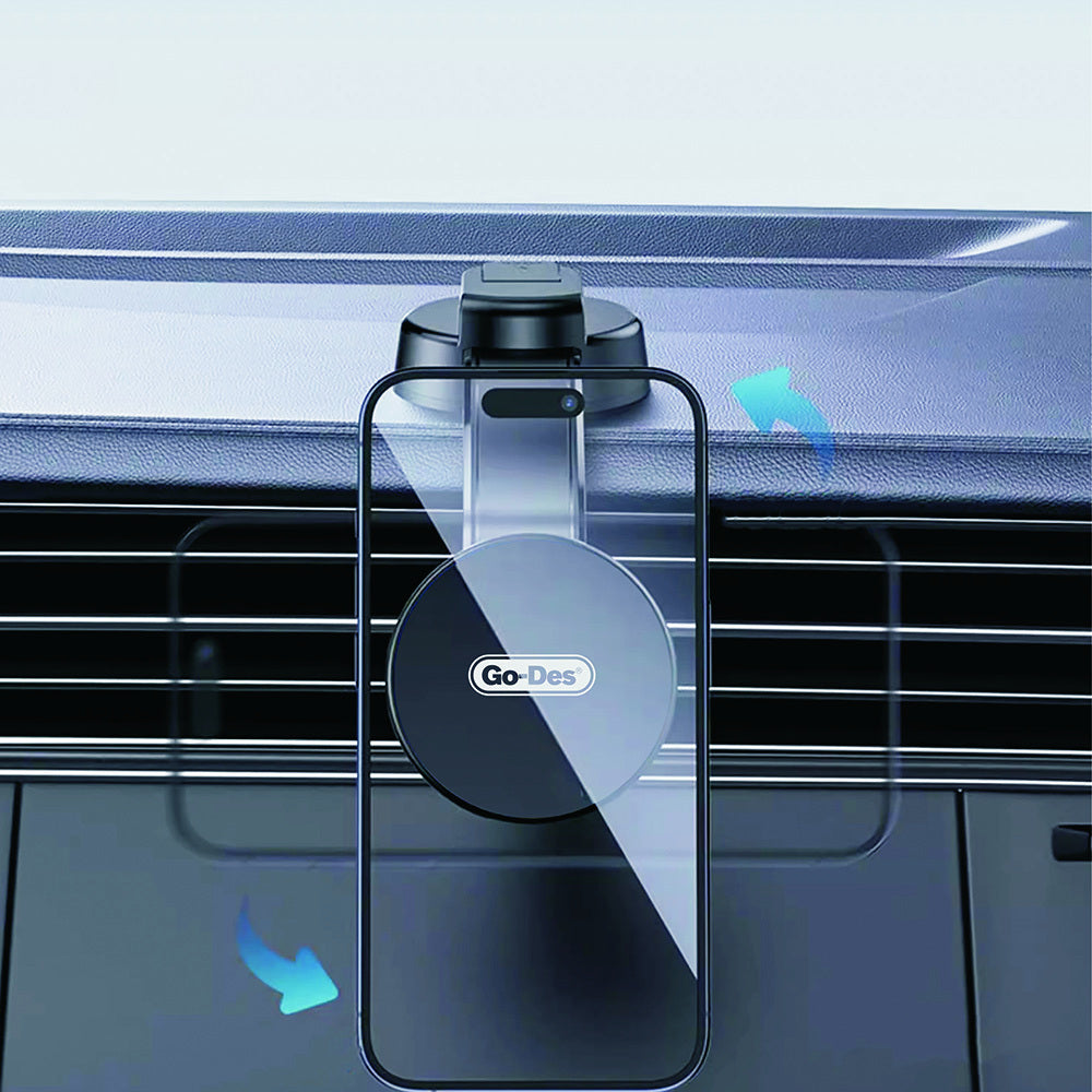 Go Des GD-HD219 M-safe Magnetik Bükülebilen Vantuzlu Araç Telefon Tutucu Siyah
