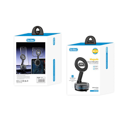Go Des GD-HD241 360 Derece Dönebilen Vakum Özellikli Magnetik Telefon Tutucu Siyah