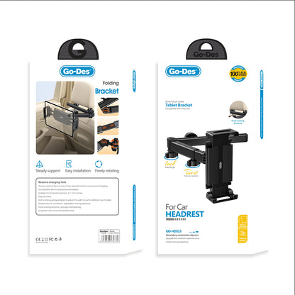 Go Des GD-HD323 360 Derece Dönebilen Uzatılabilir Arka Koltuk Araç Telefon Tutucu Siyah