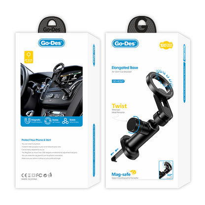 Go Des GD-HD327 Magnetik M-safe Uyumlu 360 Derece Dönebilen Düz Zemin ve Havalandırma Tasarımlı Araç Telefon Tutucu Siyah