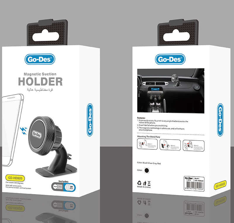 Go Des GD-HD620 Magnetik Araç Telefon Tutucu Beyaz-Siyah