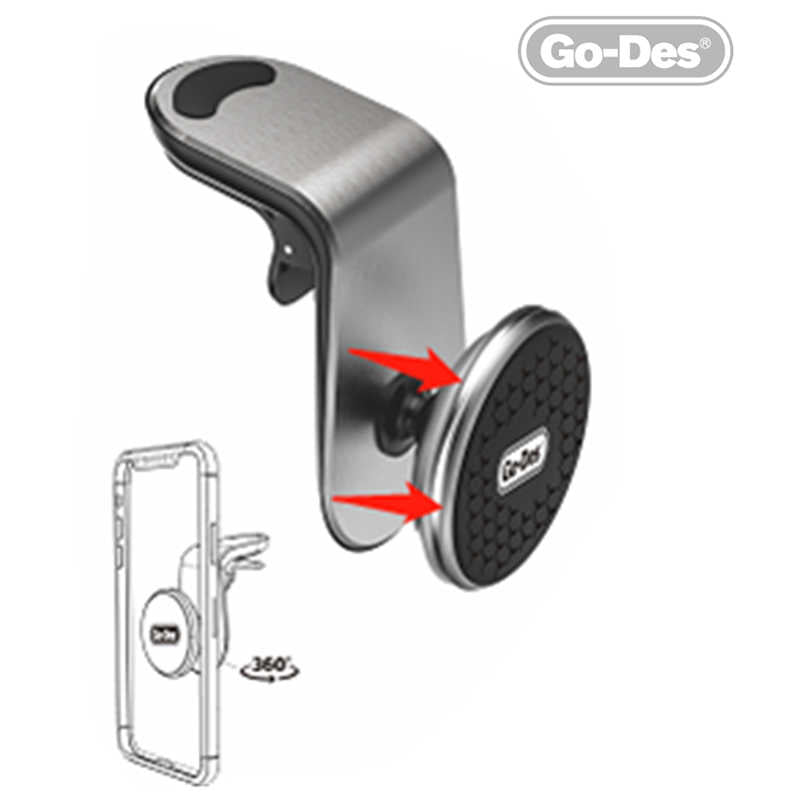 Go Des GD-HD676 L-Shaped Magnetik Araç Telefon Tutucu Gri