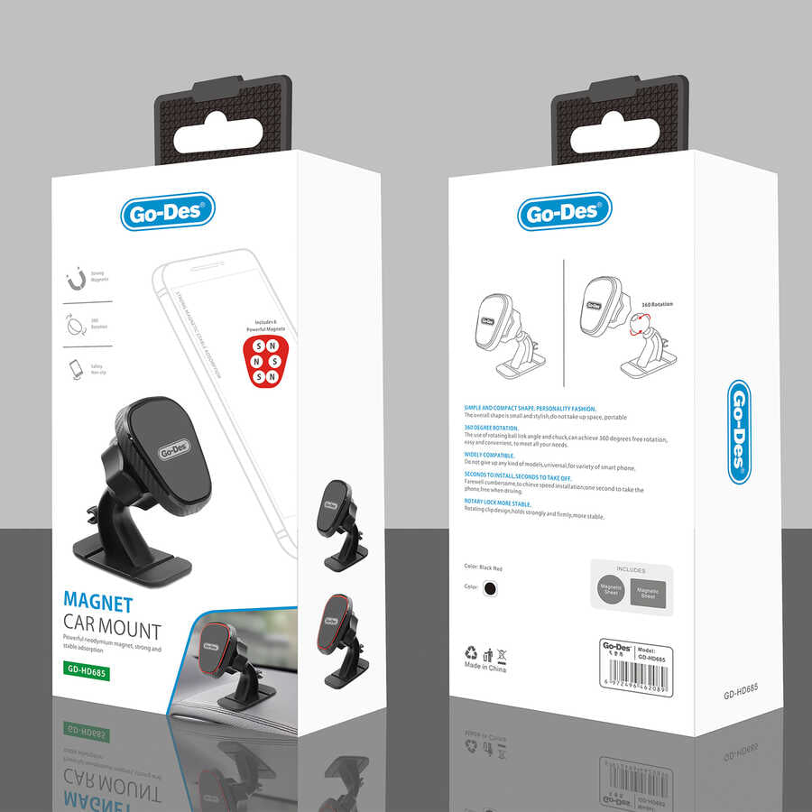 Go Des GD-HD685 Magnetik Araç Telefon Tutucu Siyah
