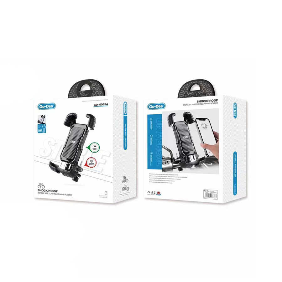 Go Des GD-HD694 Darbeye Dayanıklı Köşe Korumalı Bisiklet ve Motosiklet Tutucu Siyah