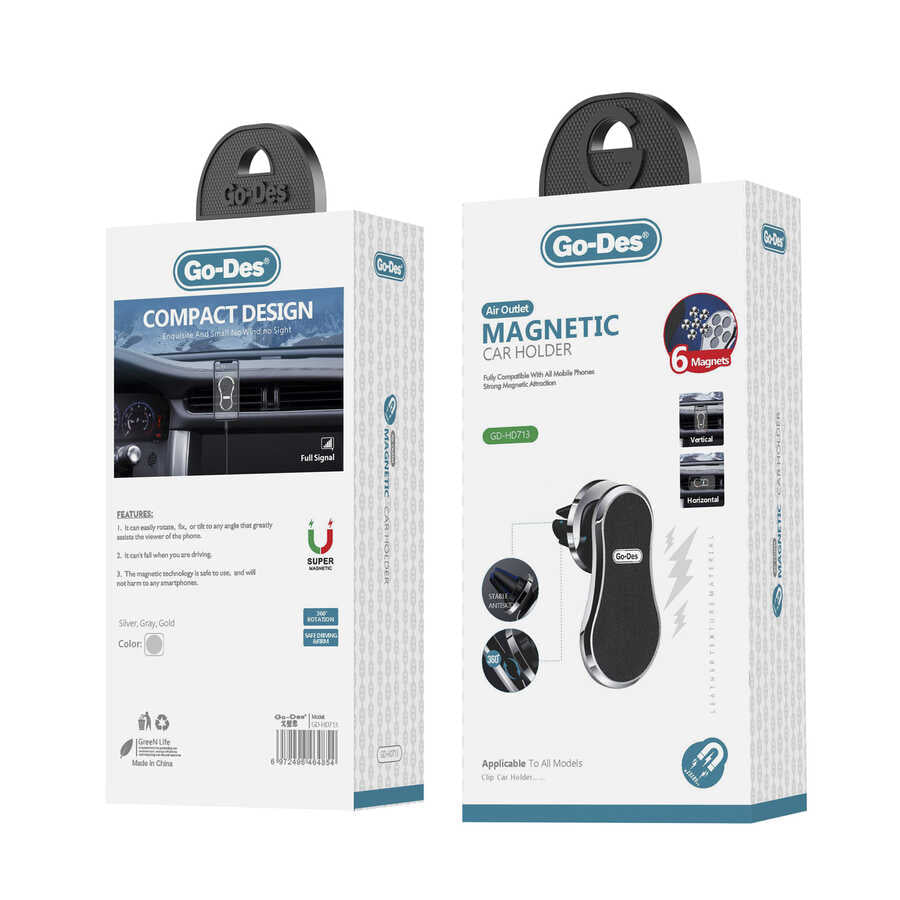 Go Des GD-HD713 Magnetik Araç Telefon Tutucu Siyah