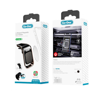 Go Des GD-HD733 L-Shaped Magnetic Araç Telefon Tutucu Siyah