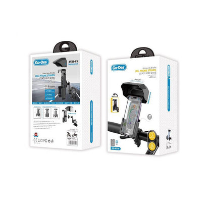 Go Des GD-HD906 Sarsıntı Önleyici Anti-UV Su Geçirmez Bisiklet ve Motosiklet Telefon Tutucu Siyah