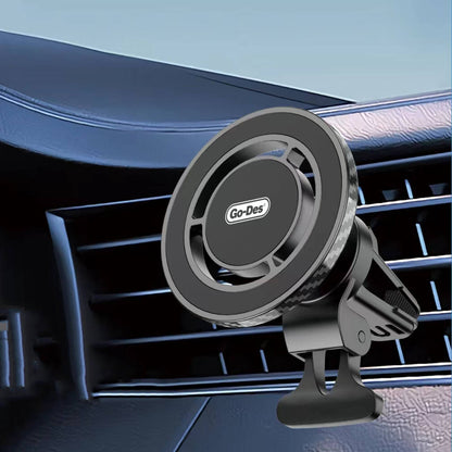 Go Des GD-HD911 M-safe Magnetik Özellikli 360° Dönebilen Havalandırma ve Düz Zemin Telefon Tutucu Siyah
