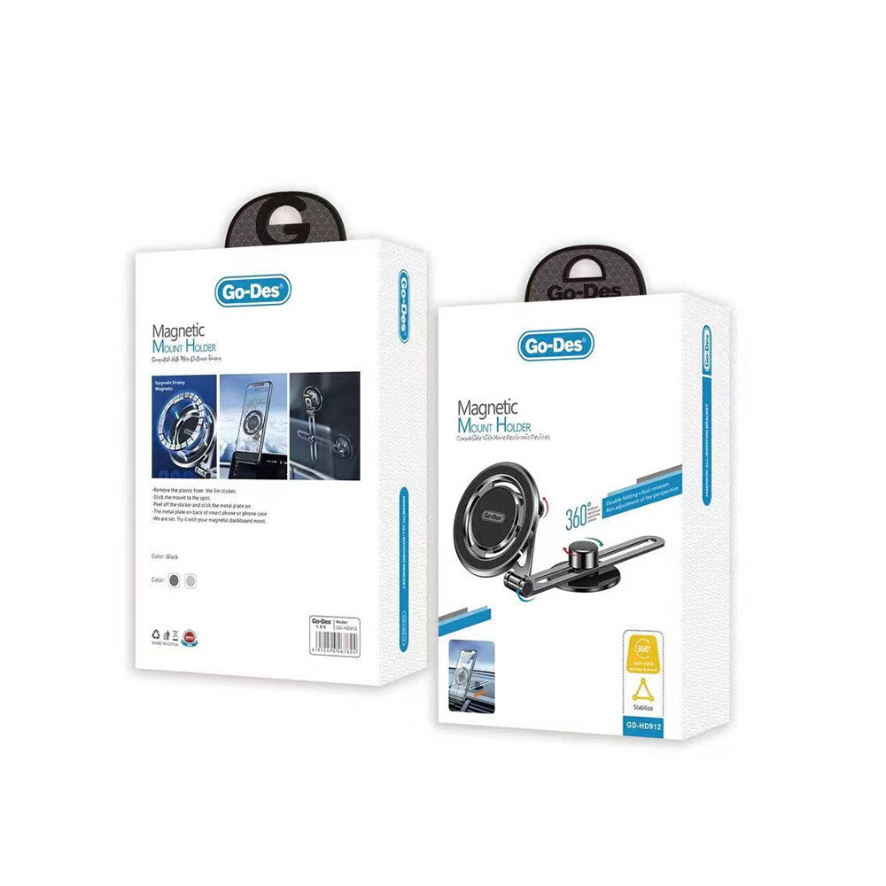 Go Des GD-HD912 Magnetik 360 Derece Dönebilen Düz Zemin Araç Telefon Tutacağı Siyah