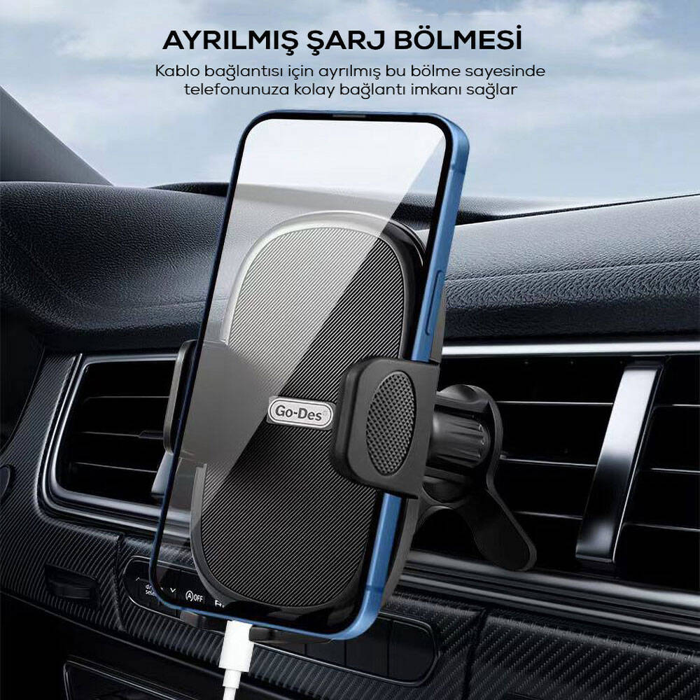 Go Des GD-HD936 360° Dönebilen ve Uzayan Başlıklı Araç Telefon Tutucu Siyah