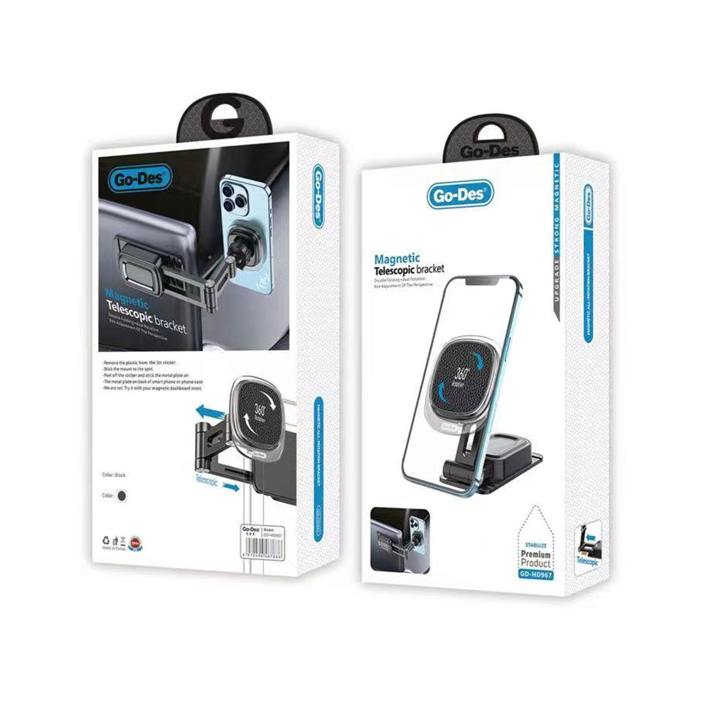 Go Des GD-HD967 360 Derece Dönebilen Magnetik Stand - Laptop - Monitör Araç Telefon Tutucu Siyah