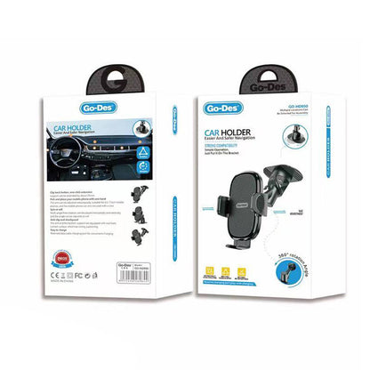 Go Des GD-HD990 360 Oynar Başlıklı Düz Zemin Araç İçi Telefon Tutucu Siyah