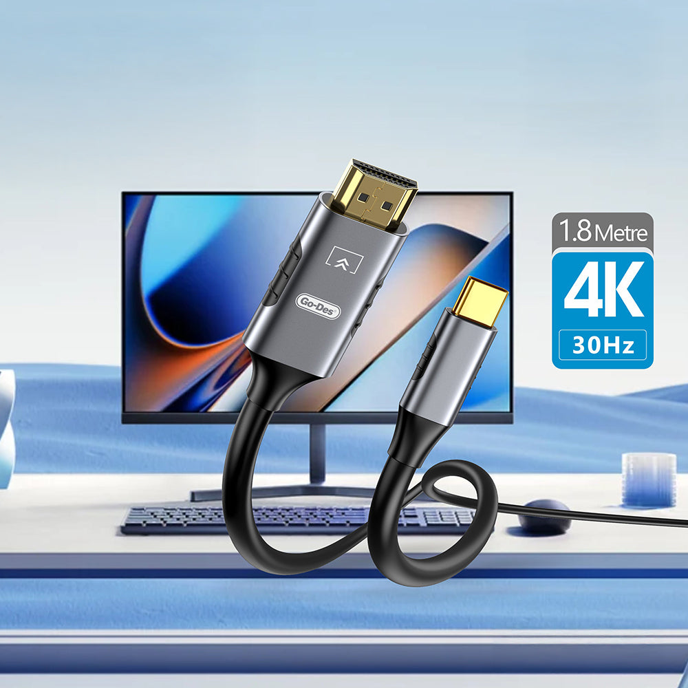 Go Des GD-HM813 Type-C to HDTV Kablo 1.8M Gri