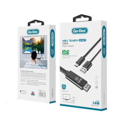 Go Des GD-HM817 2 in 1 4K UHD HDMI Kablo Siyah