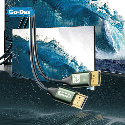 Go Des GD-HM831 4K@60Hz HDMI to Display Port Kablo 2 Metre Yeşil