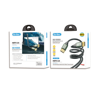 Go Des GD-HM831 4K@60Hz HDMI to Display Port Kablo 2 Metre Yeşil