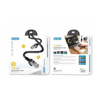 Go Des GD-HM891 1000Mbps Aktarım Hızlı RJ45 Ethernet Kablosu 15M Siyah
