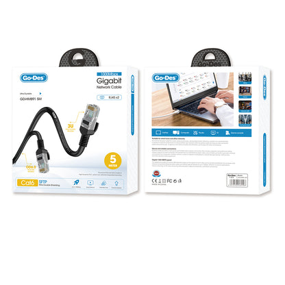Go Des GD-HM891 1000Mbps Aktarım Hızlı RJ45 Ethernet Kablosu 5M Siyah