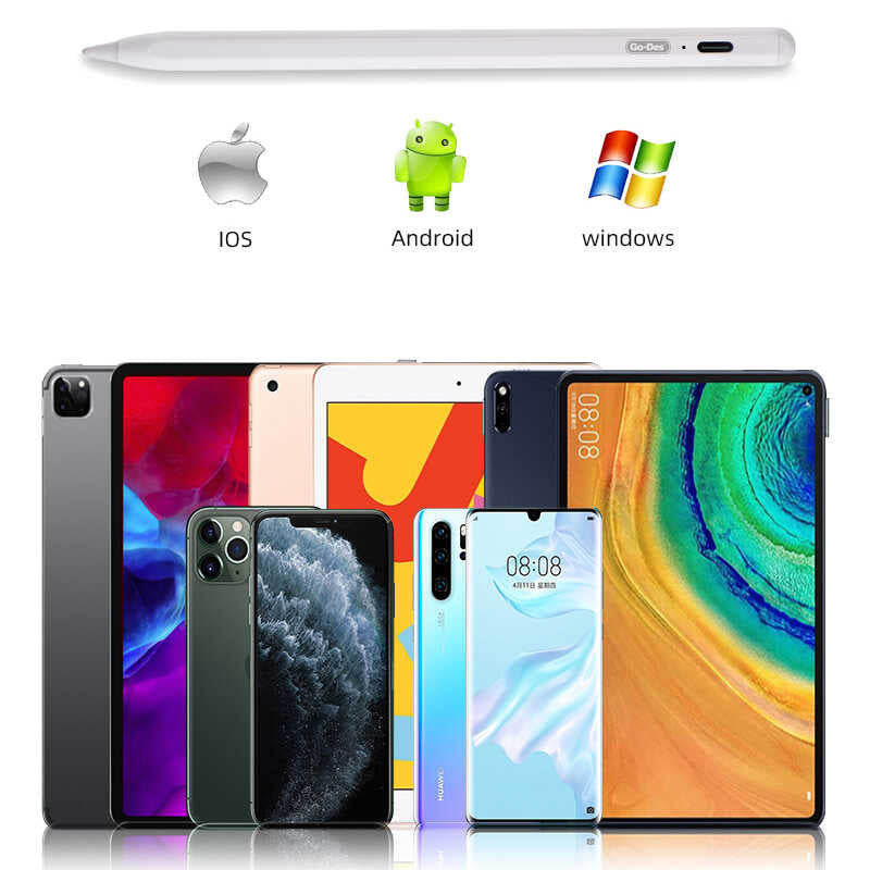 Go Des GD-P1207 2 in 1 Üniversal Kapasitif Dokunmatik Kalem Beyaz