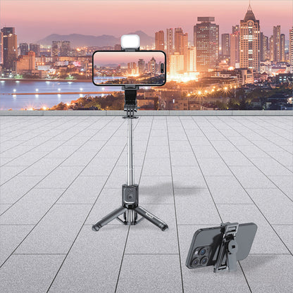 Go Des GD-ST67 Canlı Yayın Dolgu Işıklı Kumandalı 360 Derece Dönebilen Selfie Çubuğu ve Tripod Siyah